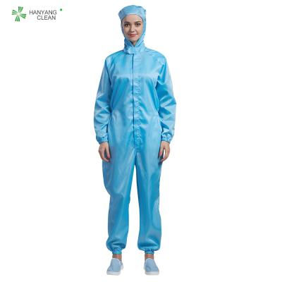 China Bata autoclaveable antiestática del ESD con el color azul de la capilla para la industria parmaceutical a prueba de polvo en venta