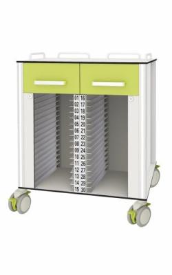 China CE Certified HPL 30 Compartments 670MM Medical File Cart for sale