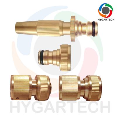 中国 1/2'' - 5/8'' Brass Quick Click Hose Coupling Tap Connector And Nozzle Set 販売のため