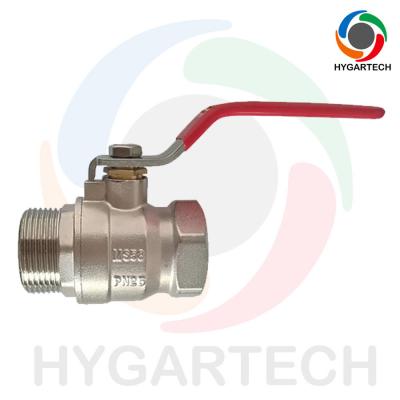 China Lever Steel Handle Brass Ball Valve With Mf Thread Ends for sale