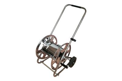 China Stainless Steel Metal Hose Reel Cart , Garden Hose Reel Trolley Cart With 8