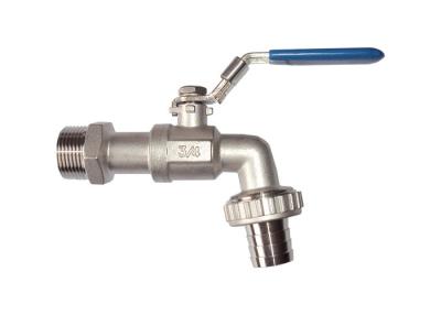 China Stainless Steel Ball Bibcock Tap with Blue Lockable Handle Hose Sleeve End for sale