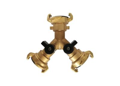 China Three Way Brass Garden Tap Valve , Outside Tap Valve With Quick Claw-Lock Coupling for sale