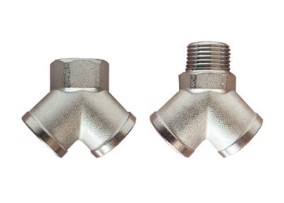 China Brass Three Way Air Pressure Hose Fitting Nickel Plated IPS Female / Male Thread Connection for sale