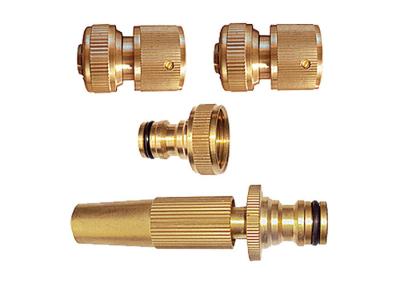 China Forged Brass Water Hose Nozzle Kit with Complete Click Easy Connect Hose Coupling and Tap Connector for sale