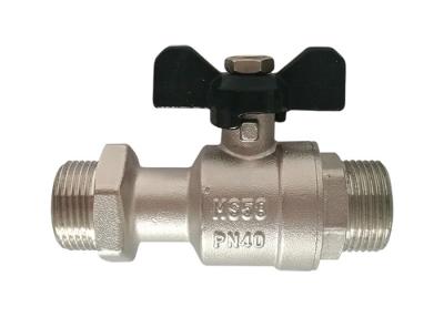 China Long Body Metal Brass DIY OEM Parts , Male Threaded Ball Valve Aluminum Wing Handle for sale