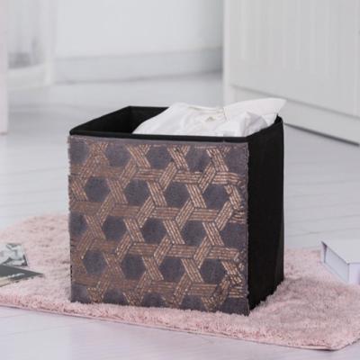 China 30x30x30cm Black And Gold Fabric Foldable Storage Bins for sale