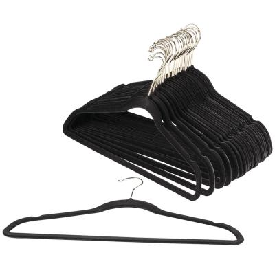 China CA65 Slimline Huggable Thin Felt  Slim Velvet Hangers black color for sale