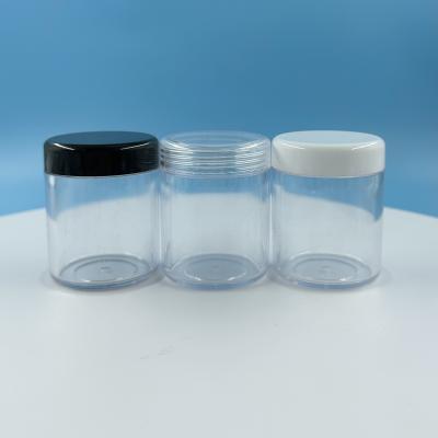 China 30g Transparent Cream Jar with Black Lid Volume 20ml 30ml 50ml Durable PS Plastic Jar for sale