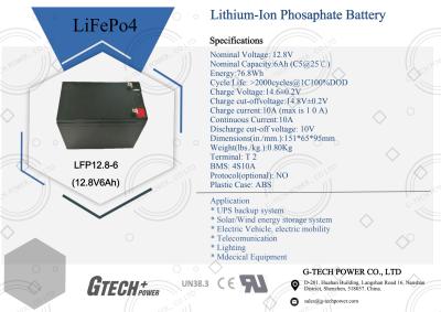 China 12.8V 6Ah 76.8Wh safety lithium-Ion battery for UPS system lead acid battery replacement for sale