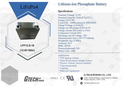 中国 UPSシステム鉛酸蓄電池の取り替えのための12.8V 18Ah LiFePO4電池のパック 販売のため