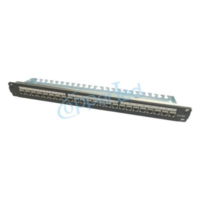 China RoHS Compliant Cat.6A Shielded Modular Patch Panel 24Port with back bar for sale