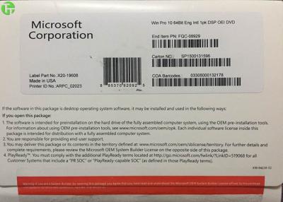 Chine Clé véritable de pro bit du paquet 32 de Microsoft Windows 10 ou de boîte au détail de 64 bits à vendre