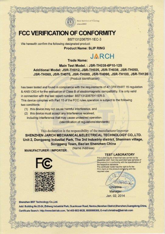 FCC - Shenzhen JARCH Electronics Technology Co,.Ltd.