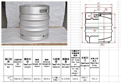 China Barril alemão do RUÍDO do padrão 30L com FDA e o LFGB, barril de cerveja vazio à venda