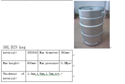 China Silver Stainless Steel Keg For Brewery With A Type Fitting , 50L Din Keg for sale
