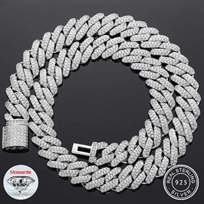 China 16 Inch Moissanite Hip Hop Chains 18 Inch 925 Sterling Silver Miami Cuban Link Chain for sale