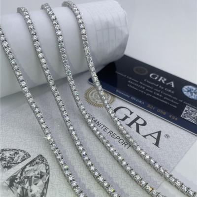China 2mm Moissanite Tennis Necklace Round Cut  6mm Diamond Tennis Chain for sale