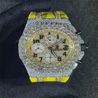 China Colourless Diamond Mens Watches  Hip Hop VVS Moissanite Luxury Diamond Watches for sale