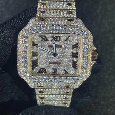 China GRA Etsy Moissanite Iced Out Watch Santos Bust Down Moissanite Watch for sale