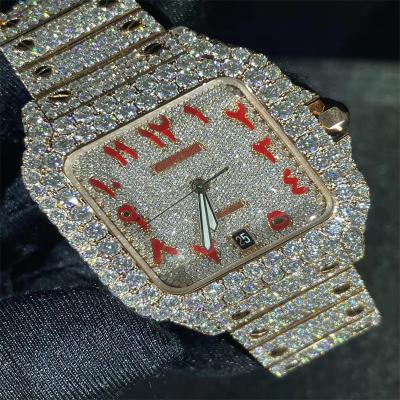 Китай Часы Santos OEM с муассанитом OEM с ручным циферблатом и бриллиантами продается