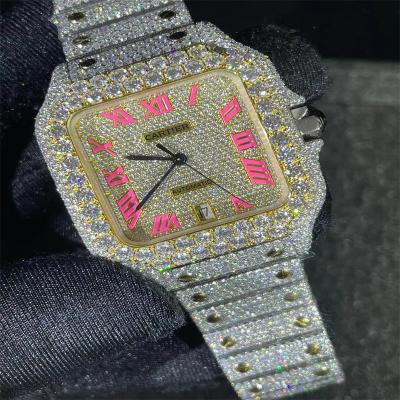 China Reloj mecánico de pulsera con diamantes moissanite y corte brillante redondo en venta