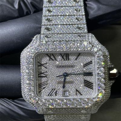 China Relógio de moissanite de corte brilhante com moldura redonda relógio de hip hop personalizado bust down à venda