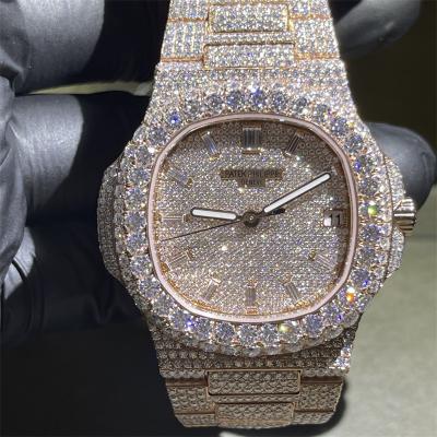 China Round Brilliant Cut Bling Diamond Watch ODM Mens Hip Hop Diamond Watches for sale