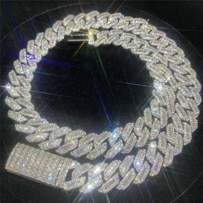 China joia Vvs luxuoso Diamond Cuban Link Chain de 15mm Moissanite Cuban Link Hip Hop à venda