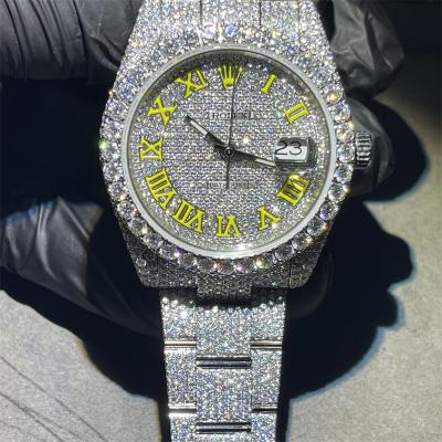 중국 손으로 만드는 설정 VVS 모이산니트 다이아몬드 힙합 기계적 다이아몬드 시계 판매용