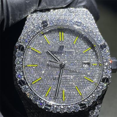 China Royaloak  Moissanite Iced Out Watch 3EX 14k White Gold Diamond Watch For Men for sale