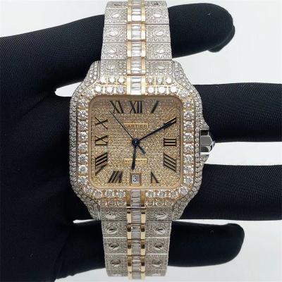 China Hiphop 20Carats Moissanite Gold Watch Bling Hip Hop Diamond Watches for sale