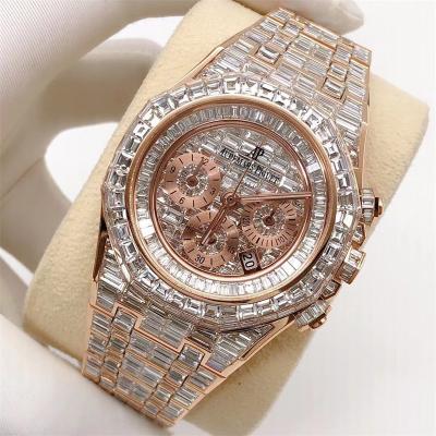 China Men Brand Moissanite Diamond Watches Handmade Inlay Buss Down Watch VVS for sale