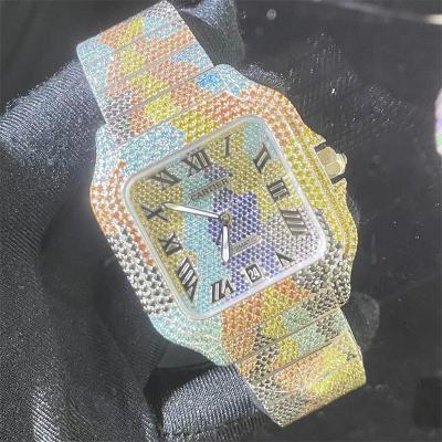 中国 26Carats 2調子のダイヤモンドの腕時計のサントスVVS1のダイヤモンドのステンレス鋼の腕時計VS1 販売のため