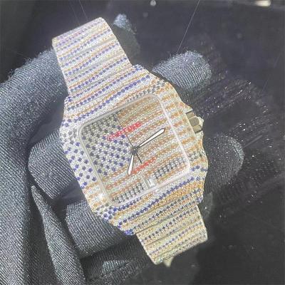 China Harlembling 41mm Moissanite Watch Black Roman Diamond Studded Watch for sale