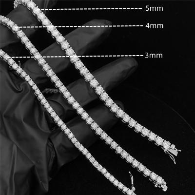 China 5MM Moissanite Tennis Chain 6.5MM Lab Diamond Tennis Chain 925 Sterling Silver for sale