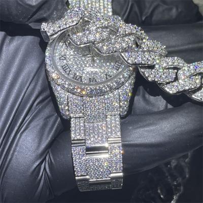 China Ausgezeichnetes polnisches VVS Moissanite Diamond Watch Hip Hop Iced heraus passt mit GRA auf zu verkaufen