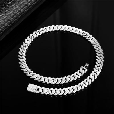 China 16 Inches Hip Hop Jewelry 18K Miami 925 Sterling Silver Moissanite Tennis Chain for sale