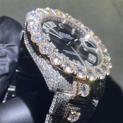 China 30 Carats Moissanite Bust Down Watch Lab Diamond Watch Mechanical Lab Diamond for sale