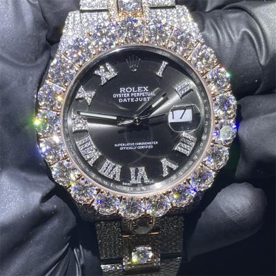 China VVS 18k Gold Diamond Watch Round Brilliant Cut Rapper Diamond Watch for sale