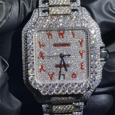 China Round Brilliant Cut Moissanite Watch Bust Down Watch Mens Iced Out for sale