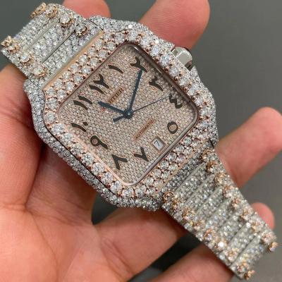 China Relógio Miami Cuban Santos Diamonds Bling Relógio VVS de luxo à venda