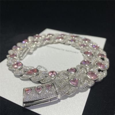 China Custom 925 Silver Moissanite Cuban Link Chain Jewelry Hip Hop Diamond for sale