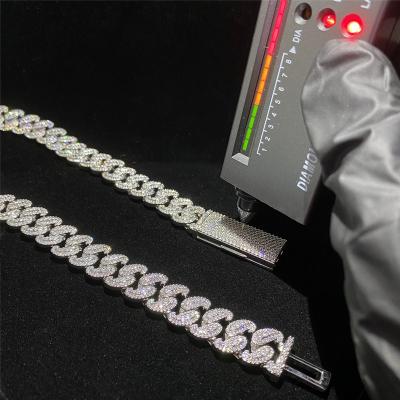 China Vvs Miami Moissanite Chain Jewelry Cuban Link Sterling Silver Iced Out for sale