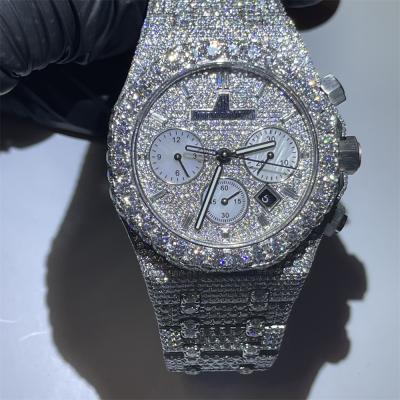 중국 VVS 다이아몬드 모이산니트는 남자들을 위해 자동 기계식 고급에서 설정하여 손목 시계의 바늘 바깥쪽에 얼렸습니다 판매용