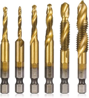 China Drilling& Metric Thread Tapping Titanium Coated HSS Drill And Tap Bit 1/4