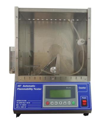 China EN71 Flammability Testing Equipment 45° Automatic Flammability Tester 220V , 50Hz 0-99.9S for sale