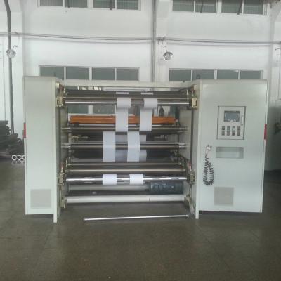 China Fully Automatic Three Motor Foil Rewinding Machine Paper Rewinding And Slitting Machine en venta