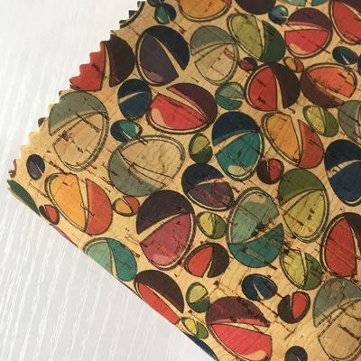 China high quality new colorful  printed Natural cork leather Fabric patterned with candy for sale