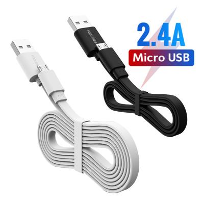 China 1M 2.4A Micro USB Data Transfer Cable Flat USB Charging Cable for sale